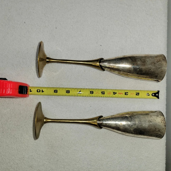 Antique Champagne Flute Glasses S. P. Brass India Brass Copper - Picture 13 of 13